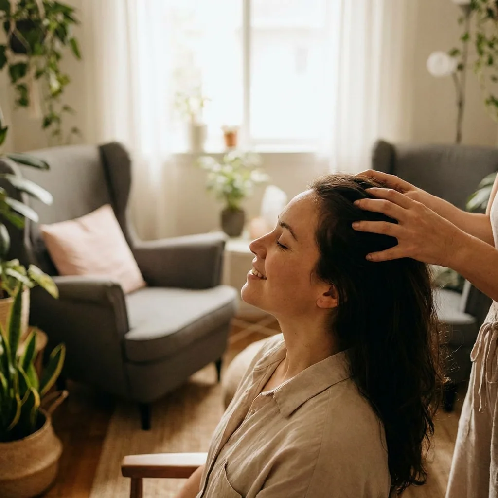 Relaxing head massage